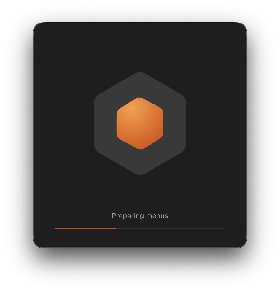 Heaper's new startup splash screen with its logo and a preparation progress bar.